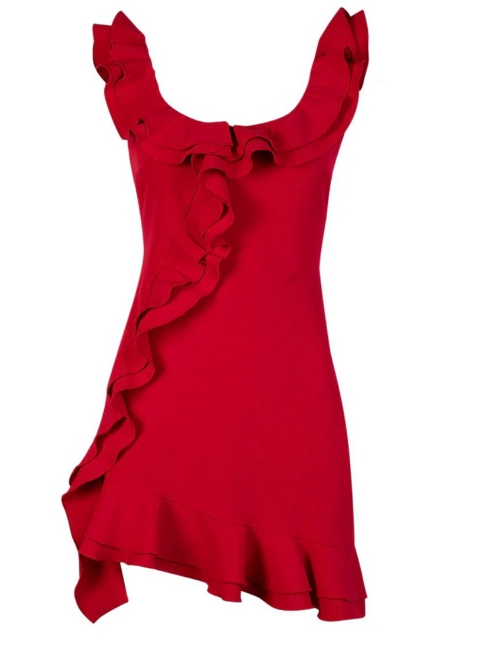 Express Red Ruffle-Trim Mini Dress
